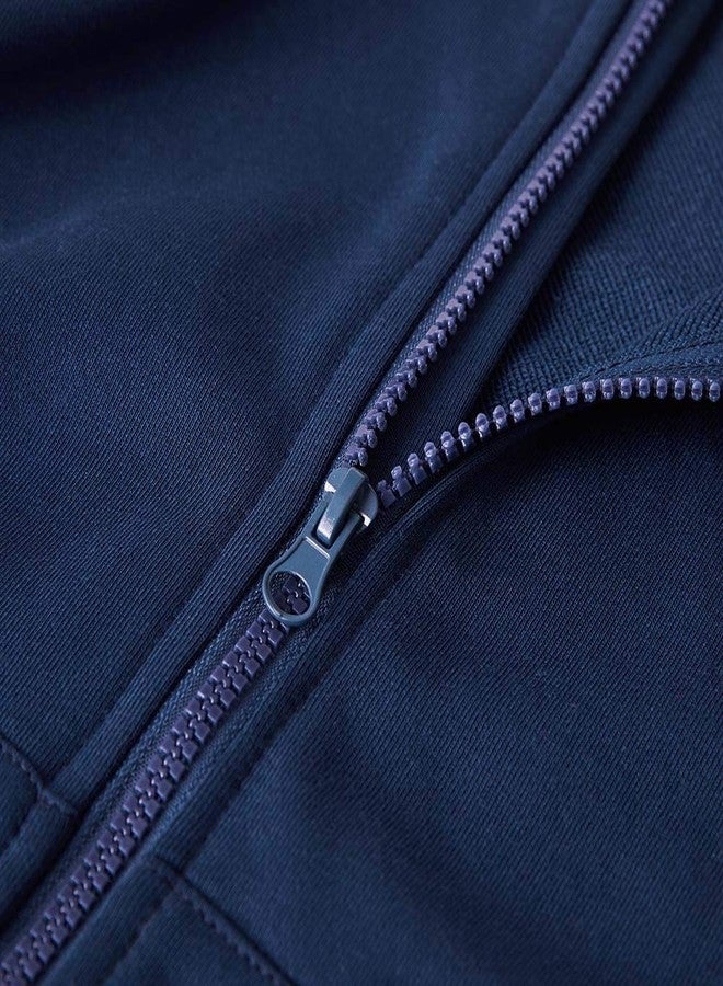 Spring&Gege Youth Solid Full Zipper Hoodies Soft Kids Hooded Sweatshirt for Boys and Girls Size 7-8 Years Navy Blue - Image 4